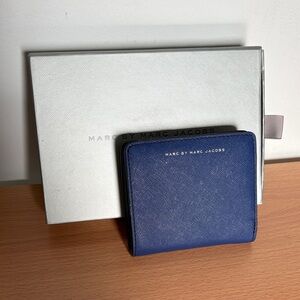 Marc by Marc Jacobs Blue Saffiano Zip Card Holder